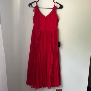 COPY - Lulus Small Never a Dull Moment Bright Red Tie-Strap Pleated Midi Dress